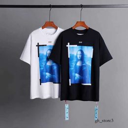 off white Men's T-shirts Xia Chao Brand OW OFF Mona offwhite Lisa Oil Painting Arrow Short Sleeve Men and Women Casual Large Loose T-shirt off withe shirt 102