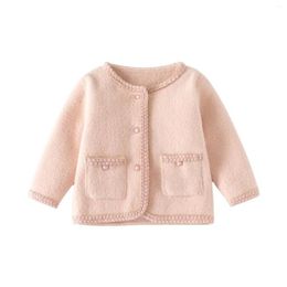 Jackets 2024 Spring And Autumn Children Wear Baby Imitation Mink Hair Girl Fashionable Pink Long Sleeved Knitted Cardigan Coat Drop De Otmsb