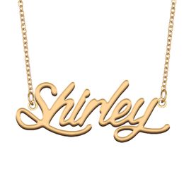 Shirley Name Necklace Nameplate Pendant for Women Girls Birthday Gift Kids Best Friends Jewelry 18k Gold Plated Stainless Steel