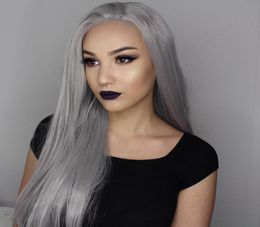 Silver Grey Wig Human Hair Full Lace Wigs for Black Women 10quot26quot Long Straight Natural Cheap Hair Glueless Front Lace W5495628