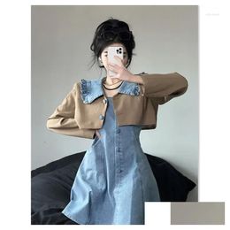 Work Dresses Women Clothing 2024 Spring Autumn Two Sets Of Long Sleeve Short Small Suit Jacket Korean Style Casual Fashion Dress Set D Ottsi