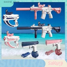 Gun Toys Electric Glock Pistol Shooting Toy Full Automatic Water Guns Long-range Waterguns Summer Beach Water Park Toy For Kids Adult Toy L240311