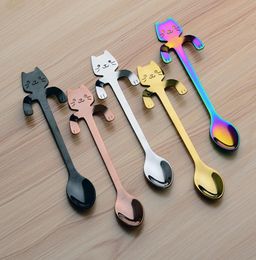 4pcs Stainless Steel Mini Cat Kitten Spoons for Coffee Tea Dessert Drink Mixing Milkshake Spoon Tableware Set Kitchen Supplies6686195