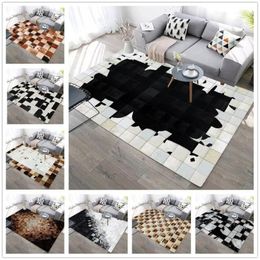 Black White Imitation Cowhide 3D Printed carpets Modern Nordic Home Decor Floor Rug Child Bedroom Play Area Rugs Kids Room Mats1304I