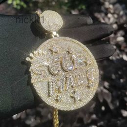 Self Made Letter Iced Out Pendant for Men Bling Cubic Zirconia Cz Charm Gold Plated Hip Hop Fashion Jewelry XNLX