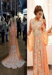 Fashion Kaftan Abaya Arabic Women Evening Dresses Long Chiffon Muslim Flowing Arabia Formal Party Prom Maxi Gowns Custom Made Appl1775567