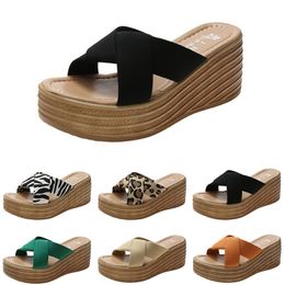 slippers women sandals high heels fashion shoes GAI summer platform sneakers triple white black brown green color12