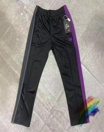 Men039s Pants Purple Needles Sweatpants Men Women Double Colour Side Stripe Butterfly Embroidery AWGE Joggers Track Trousers7445065