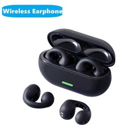 Cell Phone Earphones TWS Bluetooth 5.3 Wireless Bone Conductive T75 Earclip Music Noise Cancellation HD Call Sports GameH240312