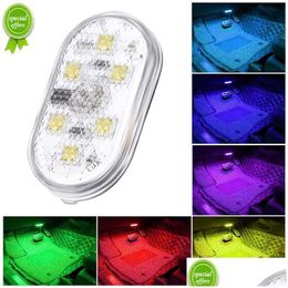 Decorative Lights Rechargeable Magnetic Touch Light Car Roof Magnets Ceiling Lamp Indoor Lighting Night Reading Interior Accessories D Dh2Ew