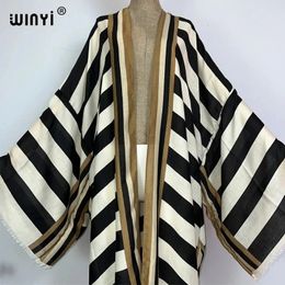 WINYI kimono Africa summer boho Stripe print beach swimwear Elegant Cardigan sexy Holiday maxi beach wear swimsuit evening dress 240307