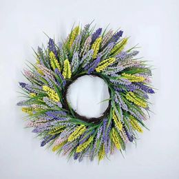 Decorative Flowers Spring Tower Grass Wreath Handmade Simple Lifelike Adornment Elegant Front Door For Home Garden Holiday Window Decor