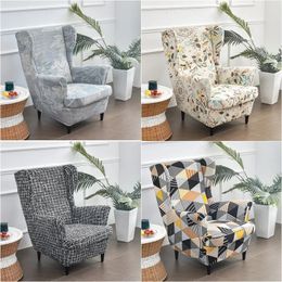 Floral Wing Chair Cover Sloping King Back Armchair Covers Elastic Armchair Slipcover Wingback Sofa Back Chair Cover Slipcovers 240304