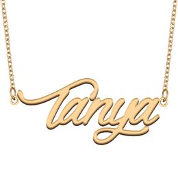 Tanya Name Necklace Custom Nameplate Pendant for Women Girls Birthday Gift Kids Best Friends Jewellery 18k Gold Plated Stainless Steel