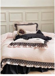 Bedding Sets Bed Linen 2024 Luxury Jacquard Cotton Four Piece Set With Pure Lace Sheet And