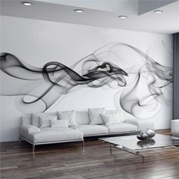 Modern Abstract Black And White Smoke Fog Mural Wallpaper Living Room Bedroom Art Home Decor Self-Adhesive Waterproof 3D Sticker 2239T