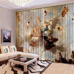 European Curtains Bedroom Po Paint Curtain For Living room marble angel flower 3D Window Curtains262y