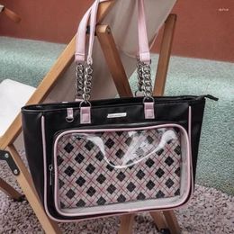 Evening Bags Xiuya Plaid Fashion Womens Shoulder Bag Luxury Lolita Jk Niche Designer Ita Tote Leather Casual Doll Harajuku Ladies Handbag