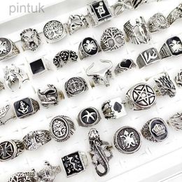 Rings Punk Gothic Rings Women Mix Styles Glaze Antique Silvery Vintage Jewellery Gift Alloy Accessories ldd240311