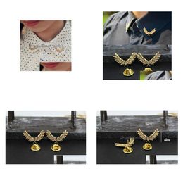 Pins Brooches Women Men Uni Leaves Collar Pin Brooch European Style Gold Plated Alloy Drop Delivery Jewellery Dhgarden Dhqit