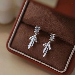 Dangle Earrings Korean Elegant White Ribbon Bow Stud For Women Fashion Cute Metal Tassel Personality Jewellery Party Accessories