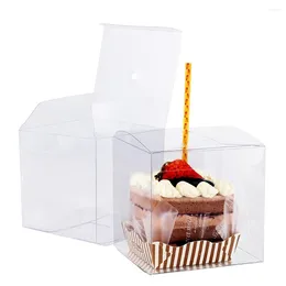 Gift Wrap 30pcs 10x10x10cm Candy Cake Apple Boxes With Hole Top PET Clear Caramel Transparent For Packaging