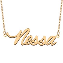 Nessa name necklaces pendant Custom Personalized for women girls children best friends Mothers Gifts 18k gold plated Stainless steel