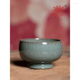 Teaware Sets Longquan Celadon Song Yun Master Cup Single Pure Handmade Ceramics Hand Pressing Tea Shi Zhenqiang Ge Kiln C