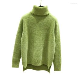 Women's Sweaters 2024 Autumn Winter Faux Mink Velvet Turtleneck Sweater Women Warm Loose Long-sleeved Short Pullover Solid Casual Female