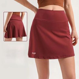 Active Shorts LO Tennis Skirt Slim Fit Fitness High Elasticity Sports Women's Yoga Waist Stomach Holds Two Anti Shining Pieces