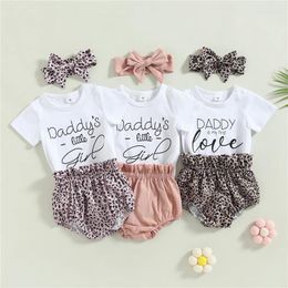 Clothing Sets Born Infant Baby Girls Summer Clothes Outfit Short Sleeve Romper And Leopard Print Shorts Headband Toddler Set