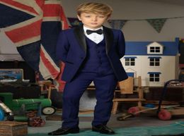 Three Pieces Wedding Boy Tuxedos Shawl Collar One Button Boy Formal Wear Kids Suit for Prom Party Navy Blue Teens Suit Custom Made4137281