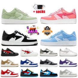 Luxury Women Mens Designer Casual Shoes Patent Leather Black White Grey Colour Camo Combo Pink Red Blue OG Original Camouflage Trainers Flat Sneakers Big Size 36-47