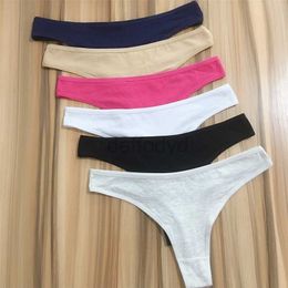 Panties Women's 6 Pieces Cotton Thong Panties Women Underpants Plus Size XXL Solid Color Underwear Female Comfortable G String Lingerie Tanga 220426 ldd240311