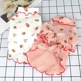 Dog Apparel Cute Strawberry T-shirt Cotton Clothes Cat Puppy Pet Clothing Shirt Chihuahua Yorkie Pomeranian Schnauzer Poodle Costu281m