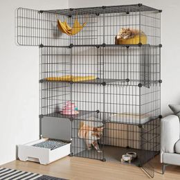 Cat Carriers Large Playpen Detachable Metal Wire Kennel Indoor Crate Exercise Place Ideal For 1-2 4-Tier DIY Enclosures