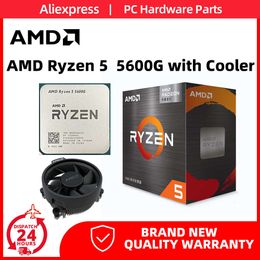 AMD Ryzen 5 5600G CPU with Cooler R5 5600G CPU With Box 3.9GHz 6-core 12-thread 65W AM4 Processor L3=16M Support Intergated GPU