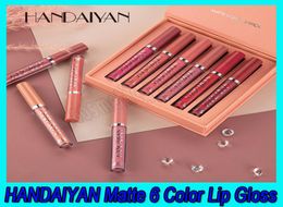 2020 Handaiyan Sexy Lip kits Matte Liquid Lipstick Set Two Option Waterproof Long Lasting Makeup Lip Gloss 6pcsset8792603