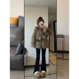 Mink Integrated Jacket Grey For Women In Autumn And Winter, Imitating Fox Fur, Environmentally Friendly, Wealthy Family, Qianjin Haining Fur 8507