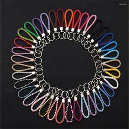 Keychains 10pcs PU Leather Keychain Car Keyrings Men Women Braided Woven Rope DIY Bag Pendant Key Chain Holder Gifts