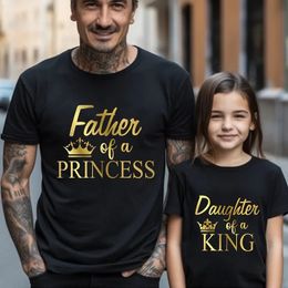 Father of Princess Daughter King Print T Shirt Lovely Daddy and Me Outfit Family Matching Outfits Dad Baby Girl Summer Look 240226