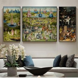 Paintings 3 Panels The Garden Of Earthly By Hieronymus Bosch Reproductions Modular Picture Canvas Wall Art For Living Room Decor240J