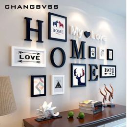 European Stype Home Design Wedding Love Po Frame Wall Decoration Wooden Picture Frame Set Wall Po Frame Set White Black240q