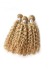 Blonde Kinky Curly Hair Extension 613 Kinky Curly Brazilian Virgin Remy Hair Extension Kinky Wavy 3 Bundles Deals Fast Ship For B2602661