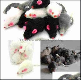 Cat Toys Real Rabbit Fur For Cat Toys Mouse With Sound 1Pc Mix Color Drop Delivery Hu01D6639013