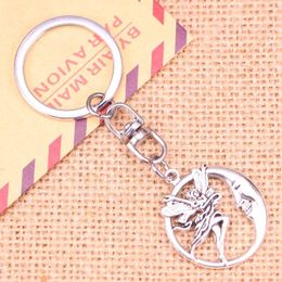 Keychains 20pcs Fashion Keychain 31 26 Mm Circle Moon Angel Pendants DIY Men Jewellery Car Key Chain Ring Holder Souvenir For Gift