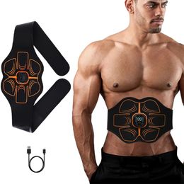 EMS Muscle Stimulator Toner Electric Smart Abdominal Massage Belt Waist Slimming Body Massager Fitness Shaping USB Recharge 240220