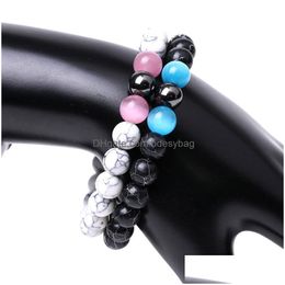 Beaded 8Mm Stone Handmade Strands Charm Bracelets For Women Men Lover Party Club Fashion Elastic Yoga Jewellery Drop Delivery Dhwuc