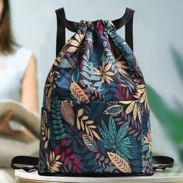 School Bags Women Foldable Backpack Waterproof Drawstring Double Shoulder Bag Large Capacity Lightweight Versatile Outdoor Hiking Sports