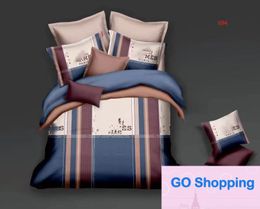 High-end Brand Designer Bedding Sets 4Pcs Set Letter Printed Tencel Size Bed Sheet Fashion Pillowcases